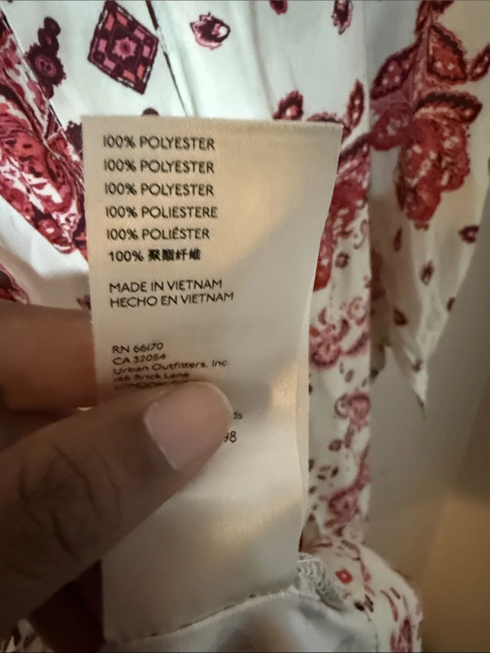 Free People Cream Tunic Dress with Red Paisley Floral Print Sylvie S